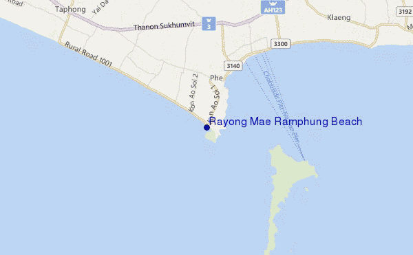 mapa de ubicación de Rayong Mae Ramphung Beach