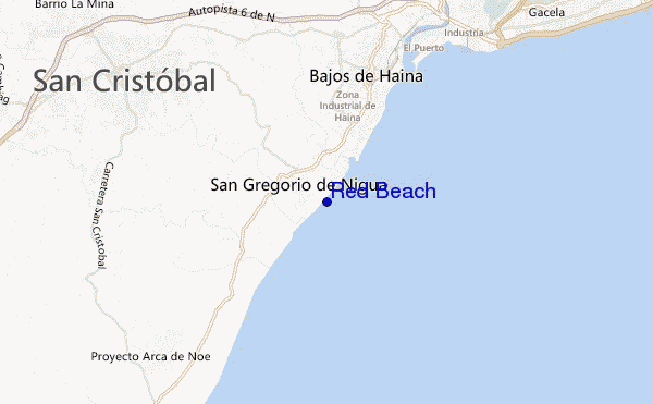 mapa de ubicación de Red Beach