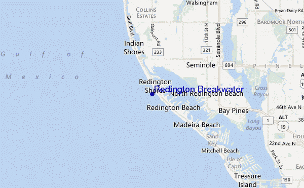 mapa de ubicación de Redington Breakwater