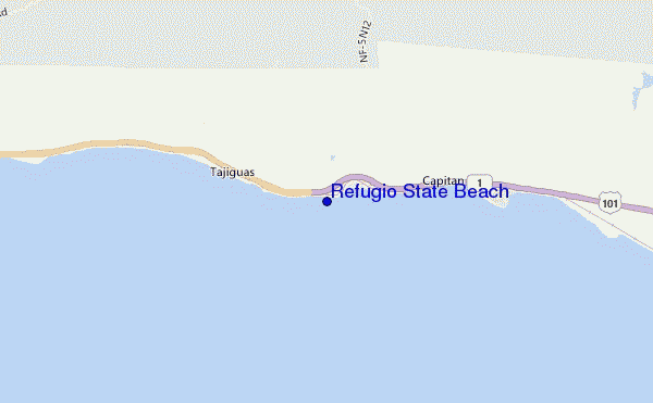 mapa de ubicación de Refugio State Beach