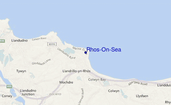mapa de ubicación de Rhos-On-Sea
