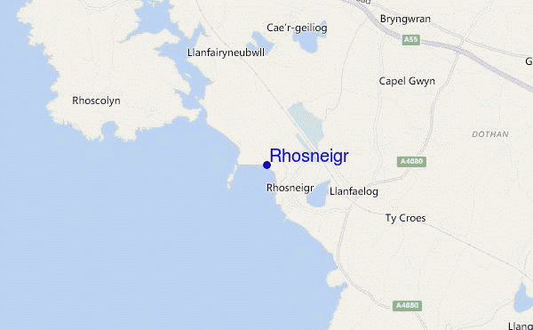 mapa de ubicación de Rhosneigr
