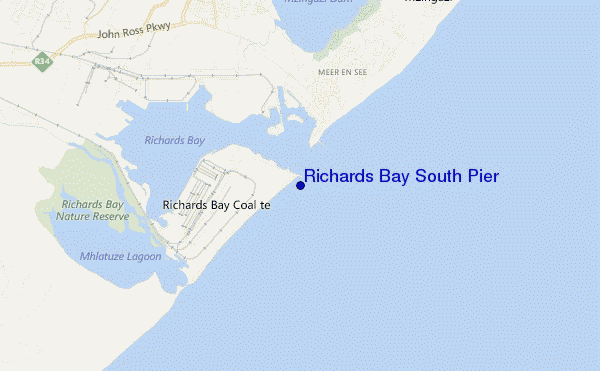 mapa de ubicación de Richards Bay South Pier