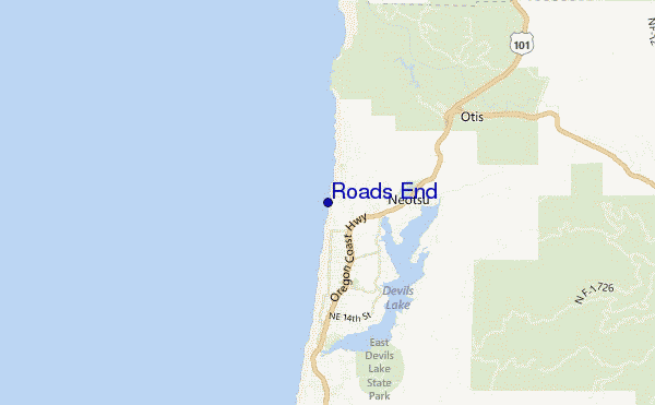 mapa de ubicación de Roads End