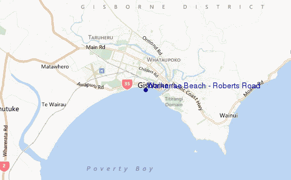 mapa de ubicación de Waikanae Beach - Roberts Road