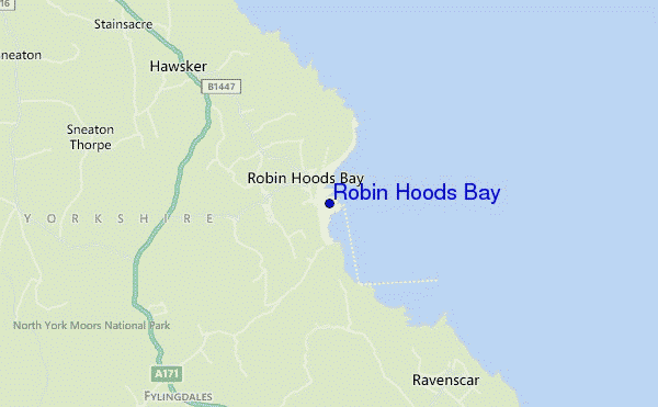 mapa de ubicación de Robin Hoods Bay