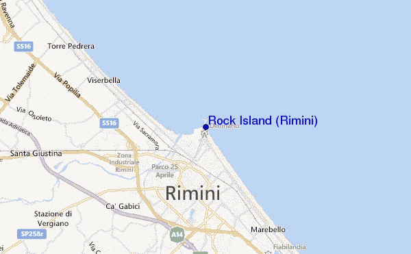 mapa de ubicación de Rock Island (Rimini)