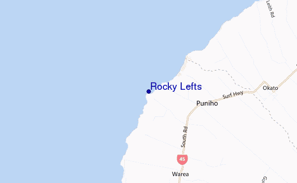 mapa de ubicación de Rocky Lefts