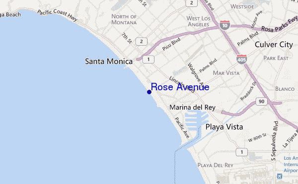 mapa de ubicación de Rose Avenue