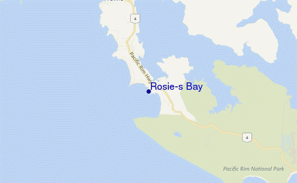 mapa de ubicación de Rosie's Bay