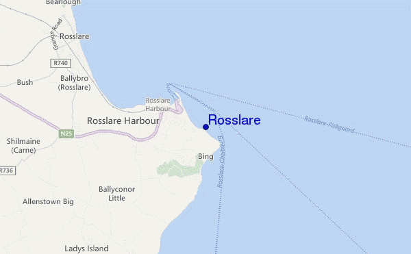 mapa de ubicación de Rosslare