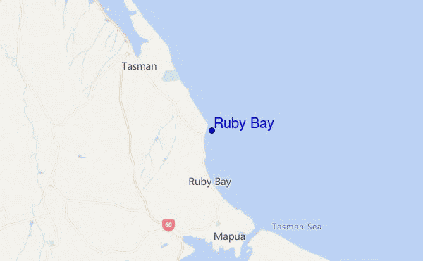 mapa de ubicación de Ruby Bay