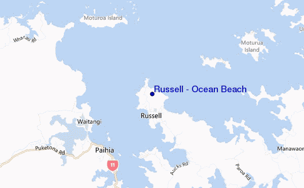 mapa de ubicación de Russell - Ocean Beach