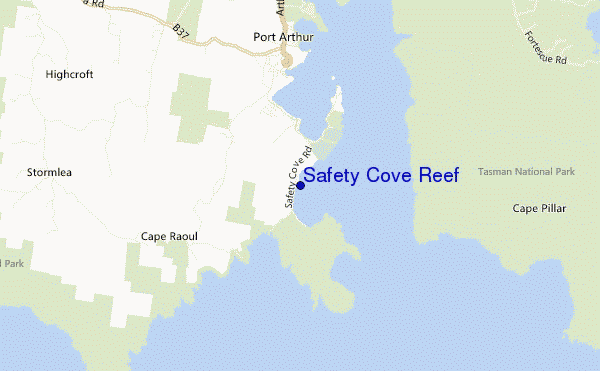 mapa de ubicación de Safety Cove Reef