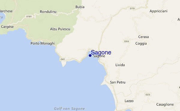 mapa de ubicación de Sagone