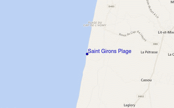 mapa de ubicación de Saint Girons Plage
