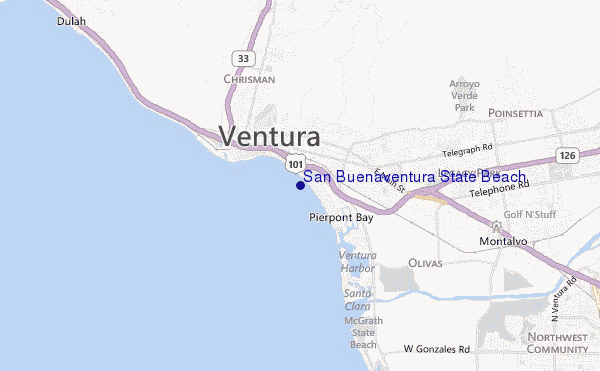 mapa de ubicación de San Buenaventura State Beach