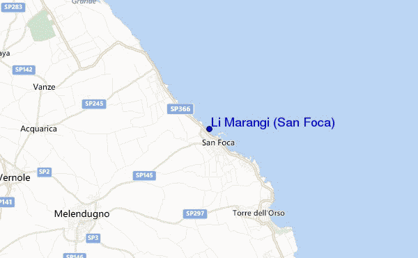 mapa de ubicación de Li Marangi (San Foca)