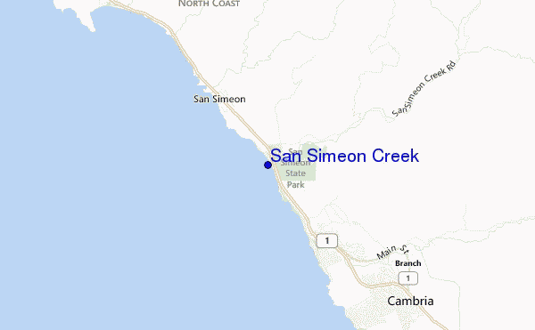 mapa de ubicación de San Simeon Creek