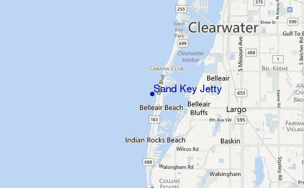 mapa de ubicación de Sand Key Jetty