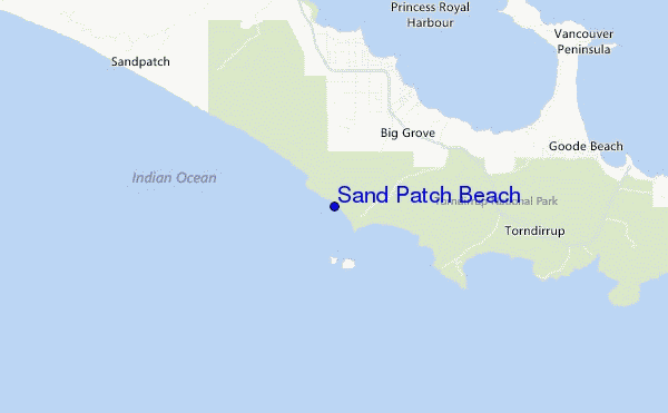 mapa de ubicación de Sand Patch Beach
