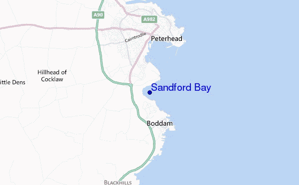 mapa de ubicación de Sandford Bay