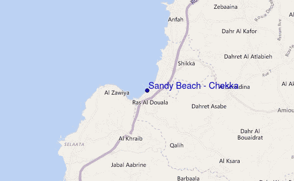 mapa de ubicación de Sandy Beach - Chekka
