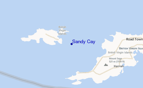 mapa de ubicación de Sandy Cay
