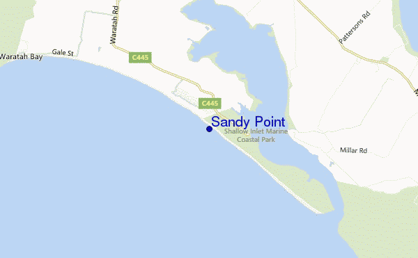 mapa de ubicación de Sandy Point