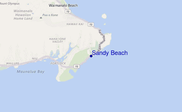 mapa de ubicación de Sandy Beach
