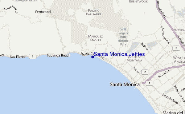 mapa de ubicación de Santa Monica Jetties