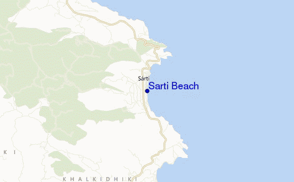 mapa de ubicación de Sarti Beach