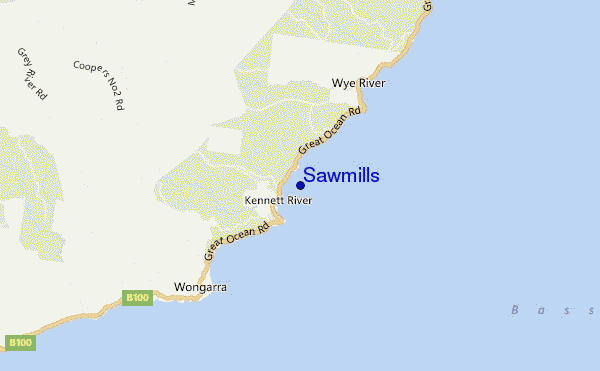mapa de ubicación de Sawmills