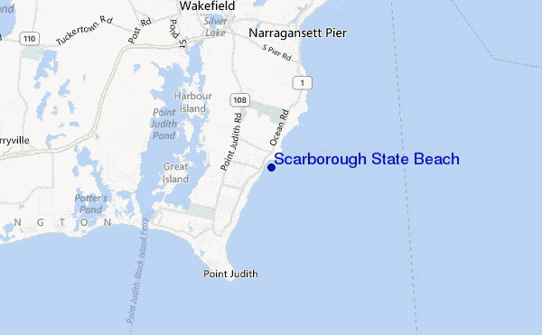 mapa de ubicación de Scarborough State Beach