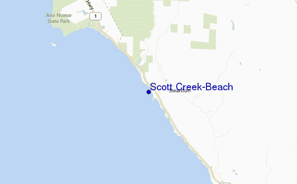 mapa de ubicación de Scott Creek-Beach