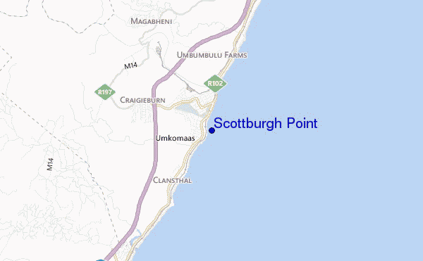 mapa de ubicación de Scottburgh Point