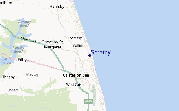 mapa de ubicación de Scratby
