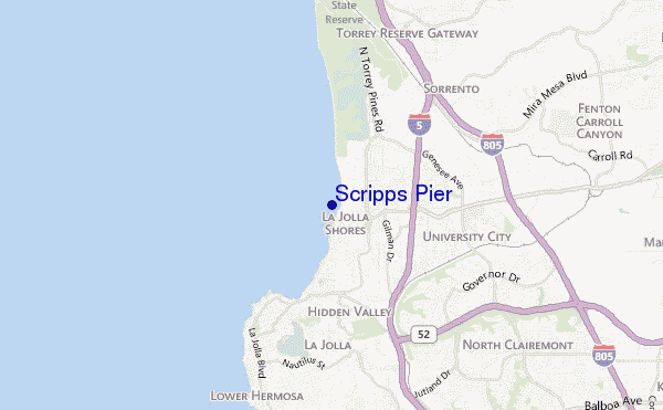 mapa de ubicación de Scripps Pier