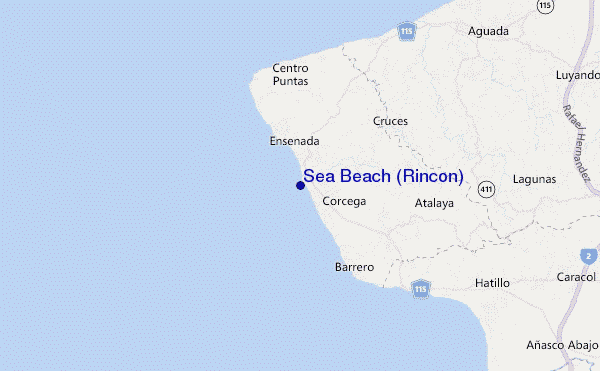 mapa de ubicación de Sea Beach (Rincon)