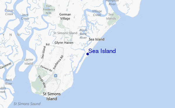 mapa de ubicación de Sea Island