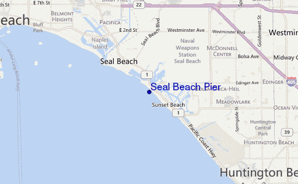 mapa de ubicación de Seal Beach Pier