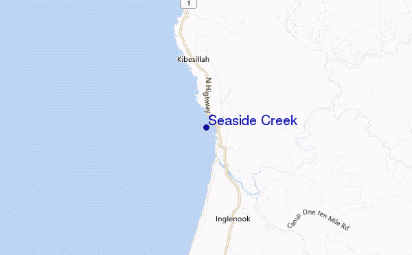 mapa de ubicación de Seaside Creek