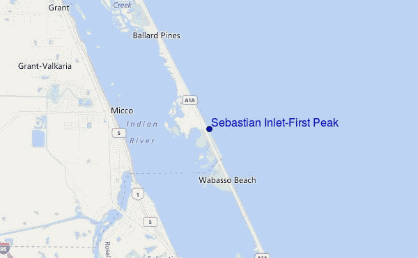 mapa de ubicación de Sebastian Inlet-First Peak