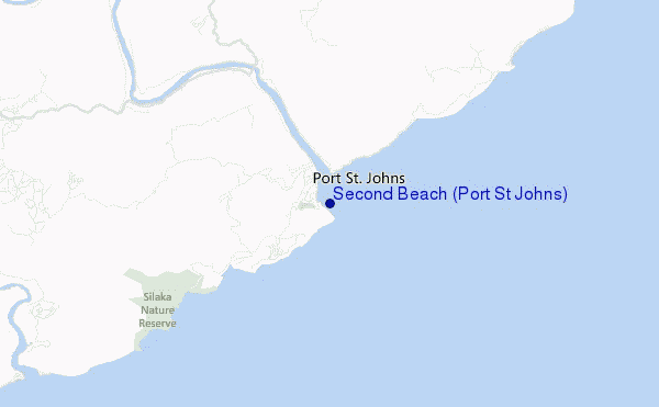 mapa de ubicación de Second Beach (Port St Johns)