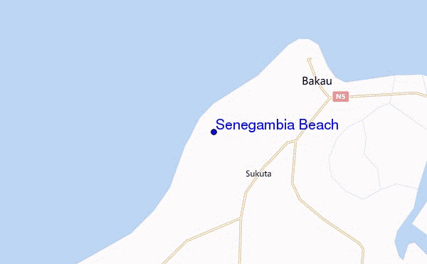 mapa de ubicación de Senegambia Beach
