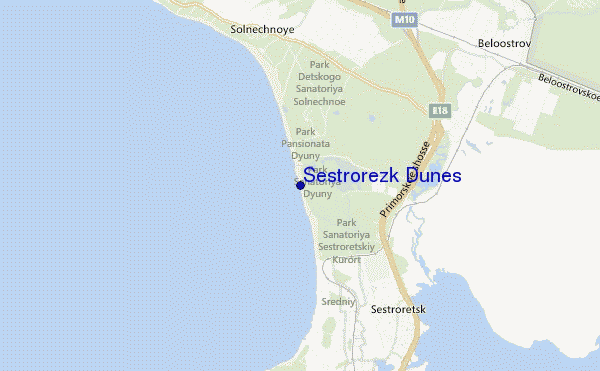 mapa de ubicación de Sestrorezk Dunes