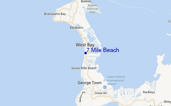 mapa de ubicación de 7 Mile Beach