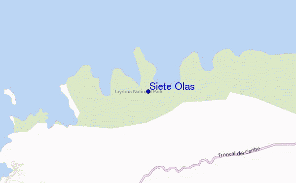 mapa de ubicación de Siete Olas