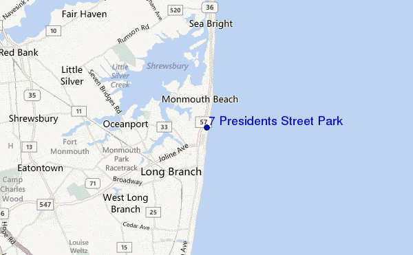 mapa de ubicación de 7 Presidents Street Park