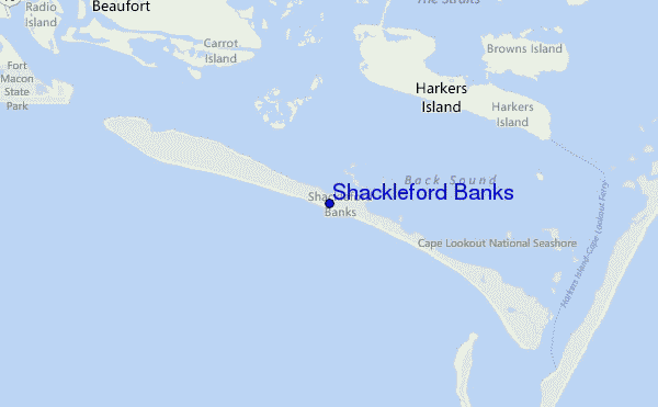 mapa de ubicación de Shackleford Banks
